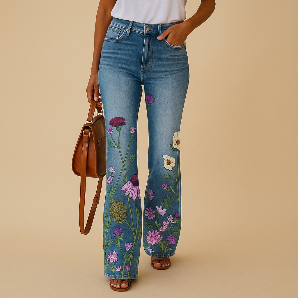 Mireille™ | Ausgestellter Jeans mit Blumenmuster
