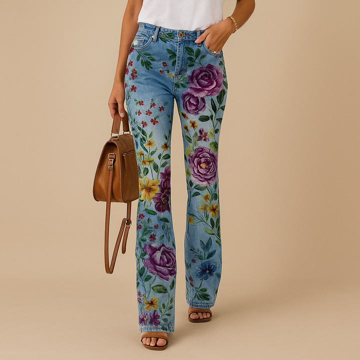 Mireille™ | Ausgestellter Jeans mit Blumenmuster