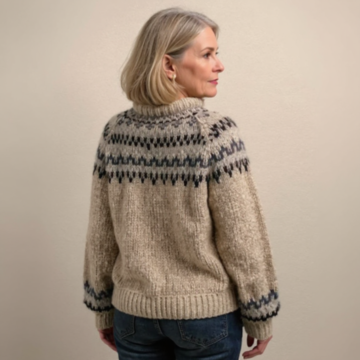 Ashley - Vintage Handgefertigter Isländischer Pullover