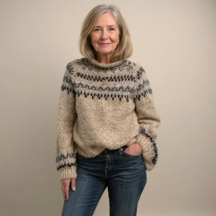 Ashley - Vintage Handgefertigter Isländischer Pullover