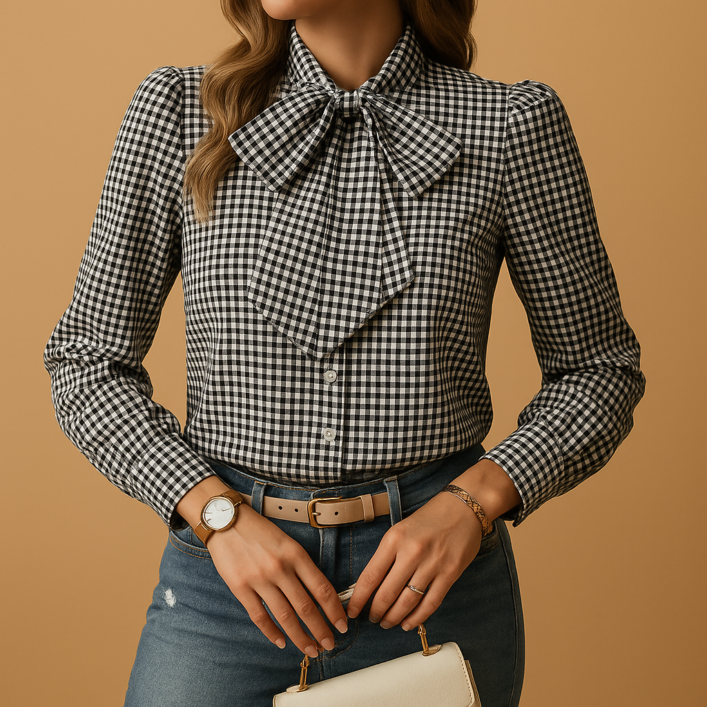 Bérénice™ | Karierte Bluse mit Knoten