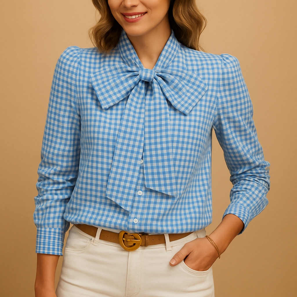 Bérénice™ | Karierte Bluse mit Knoten