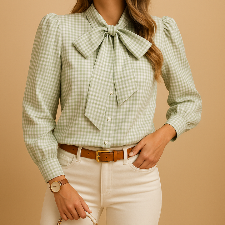 Bérénice™ | Karierte Bluse mit Knoten