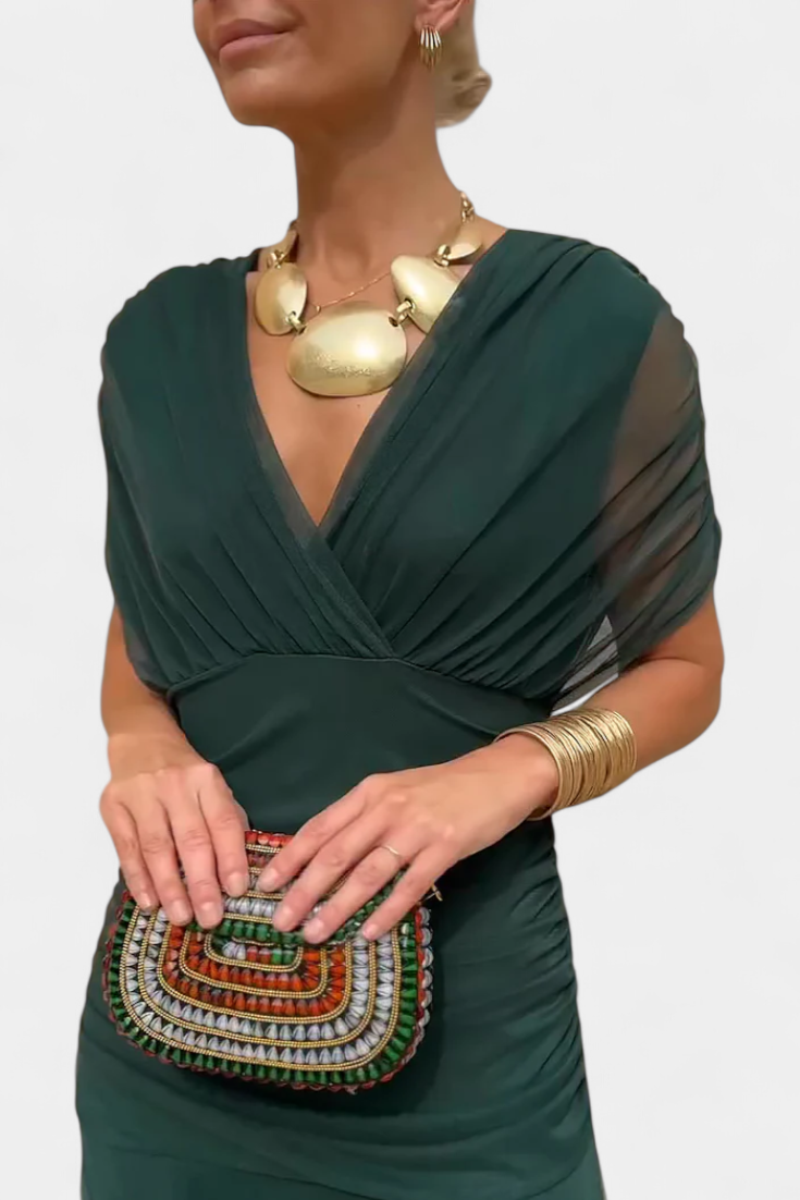 Freya - Fließendes Floral V-Ausschnitt Kleid