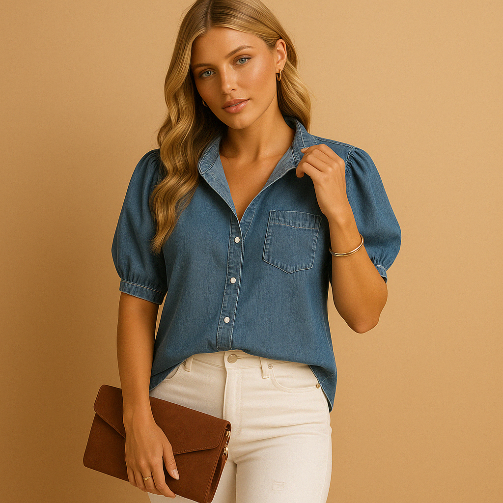 Maëlig™ | Klassische Denim-Bluse