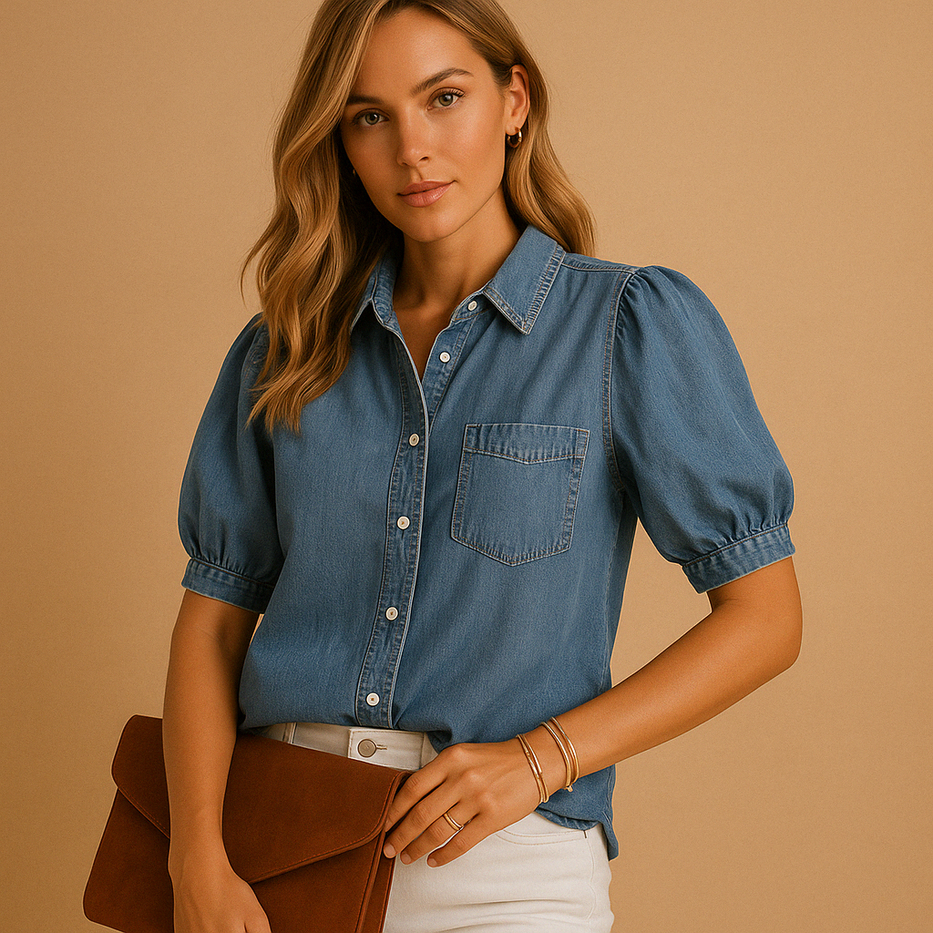 Maëlig™ | Klassische Denim-Bluse