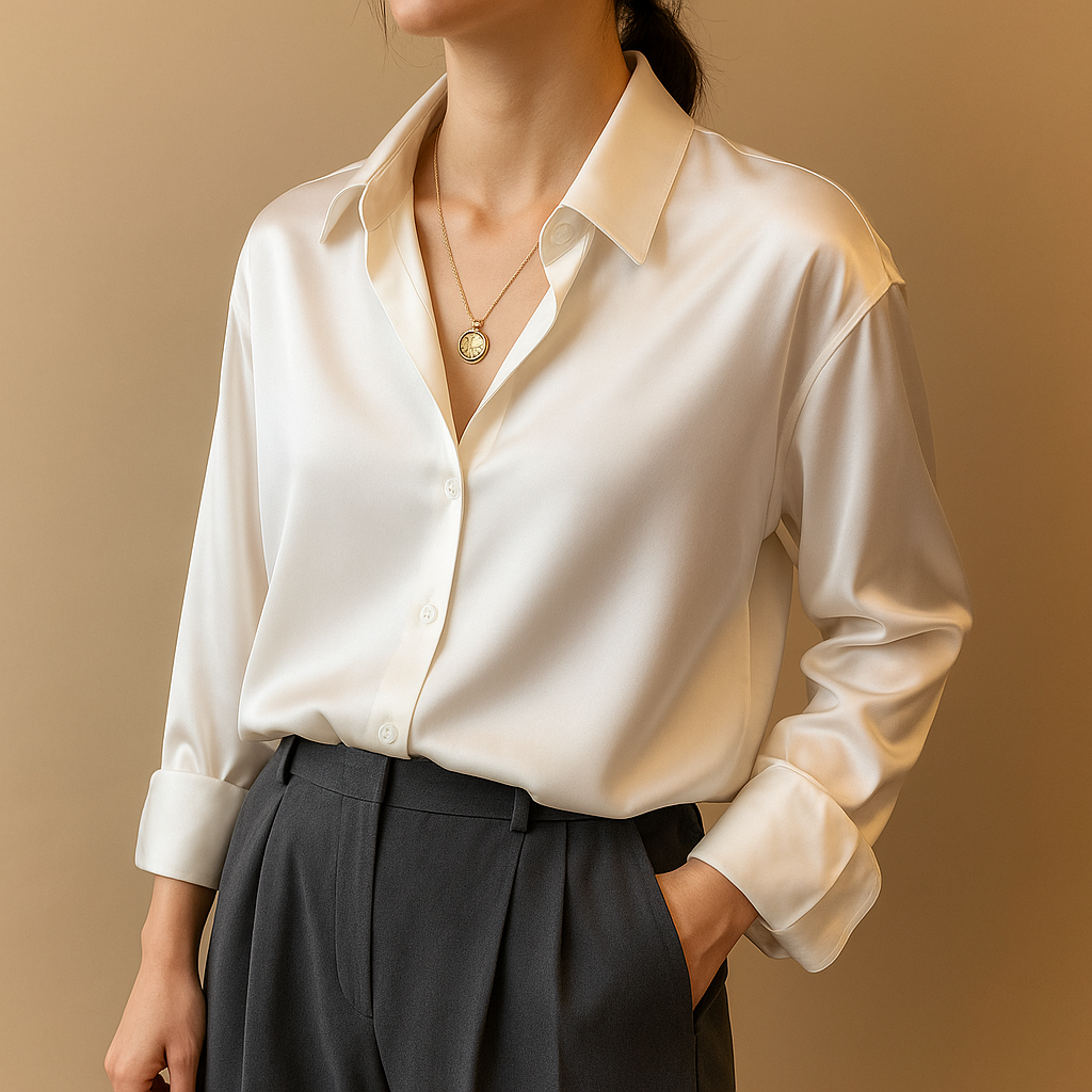 Léonie™ | Knopfbluse mit V-Ausschnitt