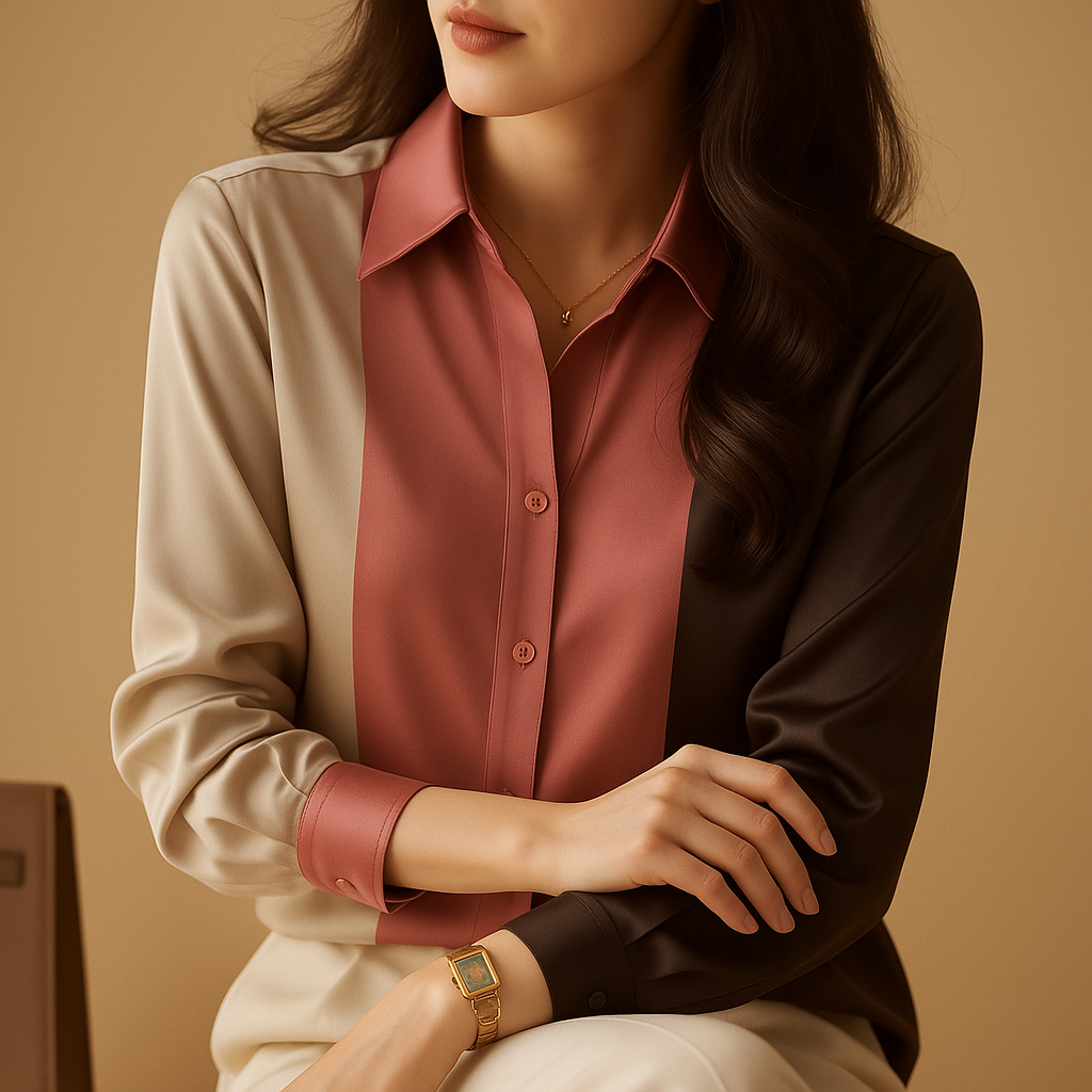 Maïwenn™ | Bluse Satin Patchwork