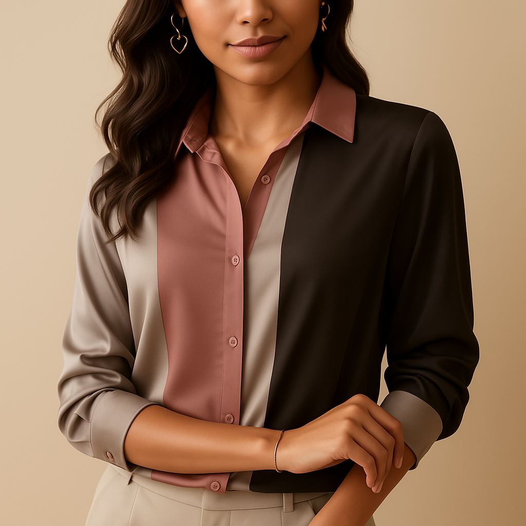 Maïwenn™ | Bluse Satin Patchwork