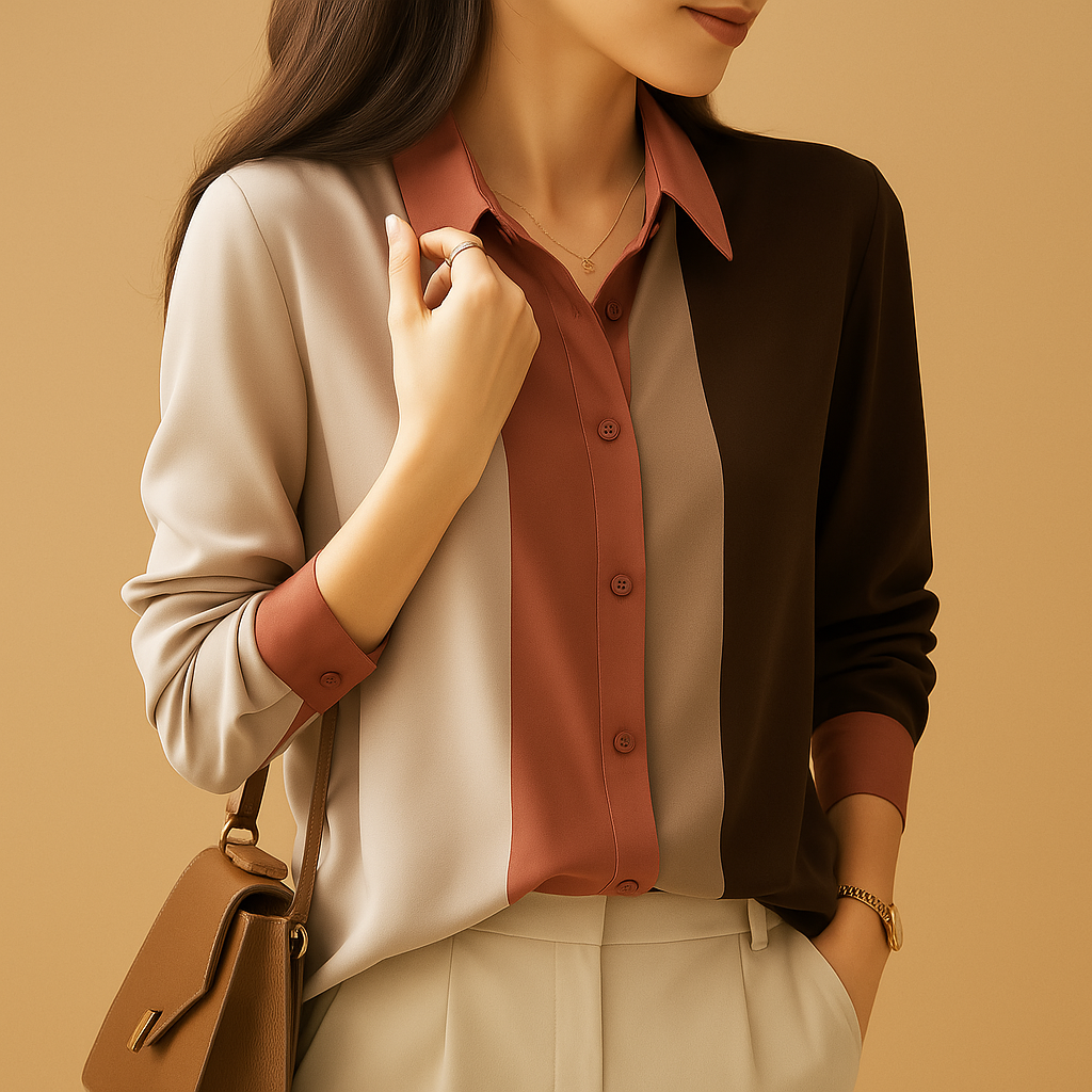 Maïwenn™ | Bluse Satin Patchwork