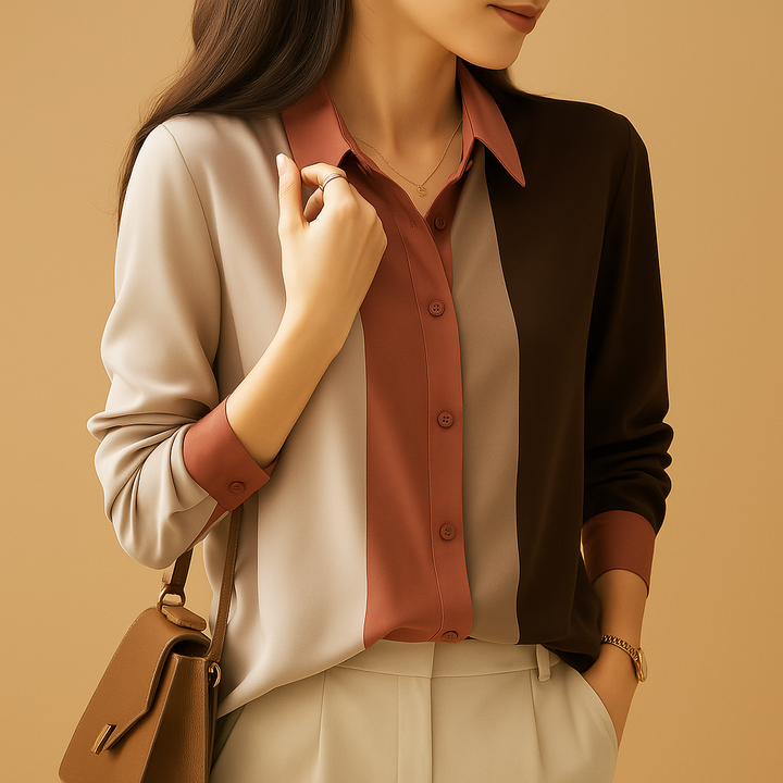Maïwenn™ | Bluse Satin Patchwork